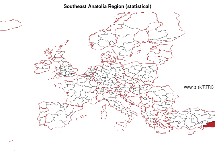 map of Southeast Anatolia Region (statistical) TRC
