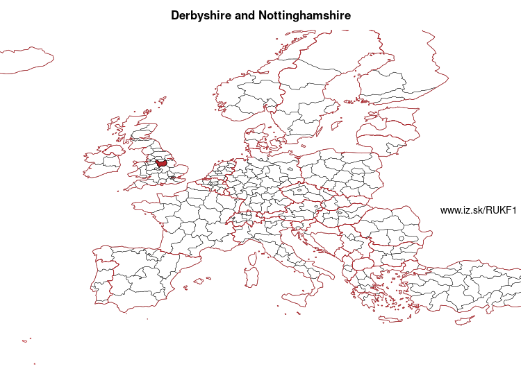 map of Derbyshire and Nottinghamshire UKF1