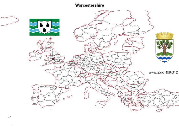 map of Worcestershire UKG12