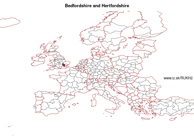 map of Bedfordshire and Hertfordshire UKH2