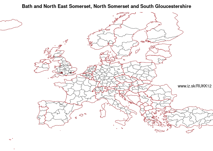 map of Bath and North East Somerset, North Somerset and South Gloucestershire UKK12