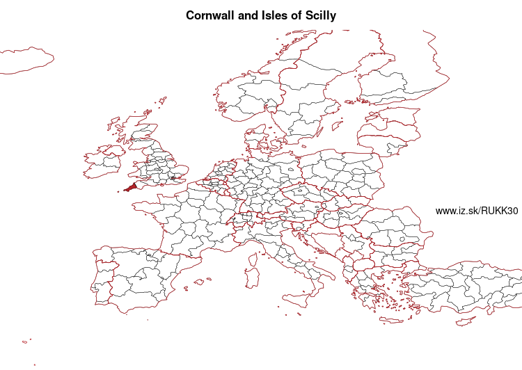 map of Cornwall and Isles of Scilly UKK30