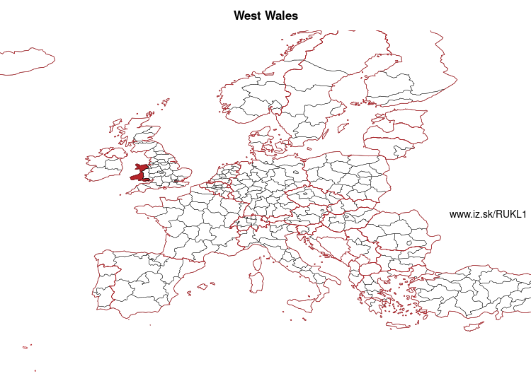 map of West Wales UKL1