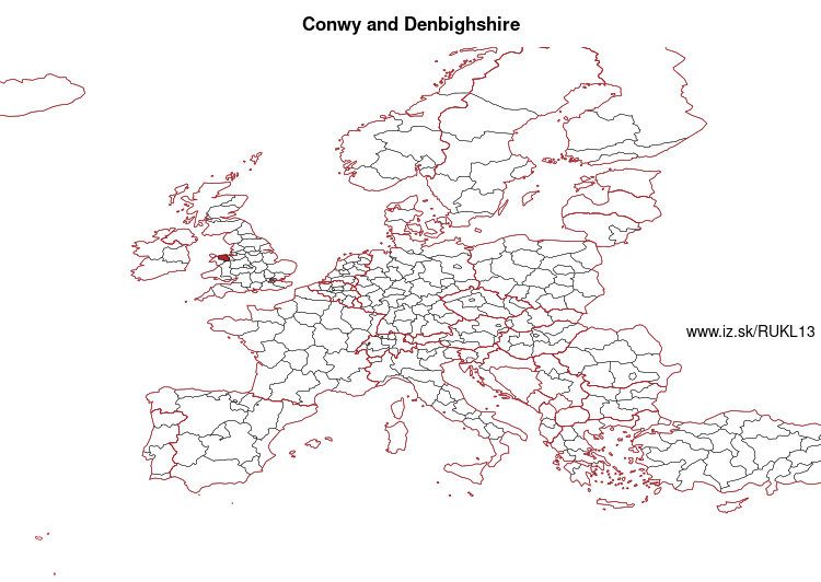 map of Conwy and Denbighshire UKL13