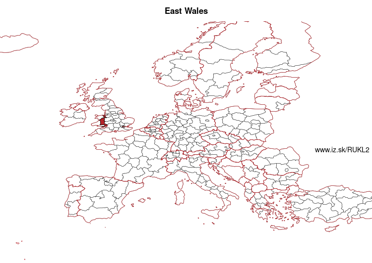 map of East Wales UKL2