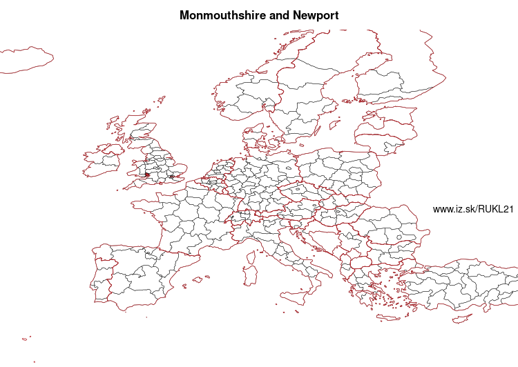 map of Monmouthshire and Newport UKL21