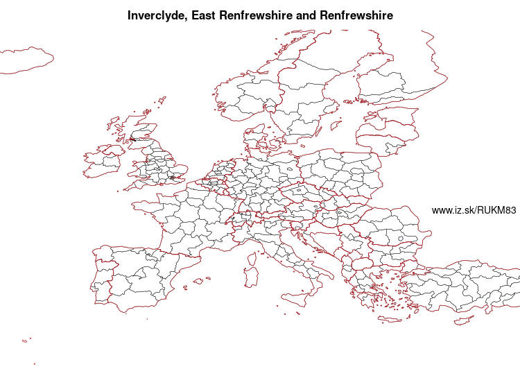 map of Inverclyde, East Renfrewshire and Renfrewshire UKM83
