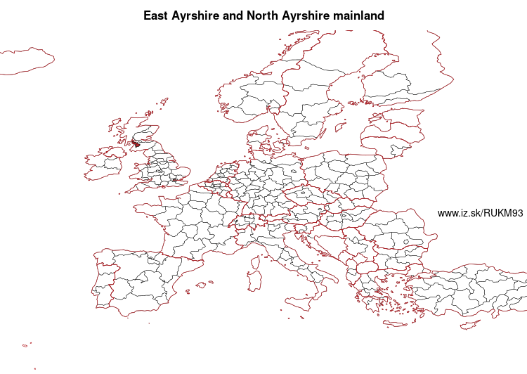 map of East Ayrshire and North Ayrshire mainland UKM93