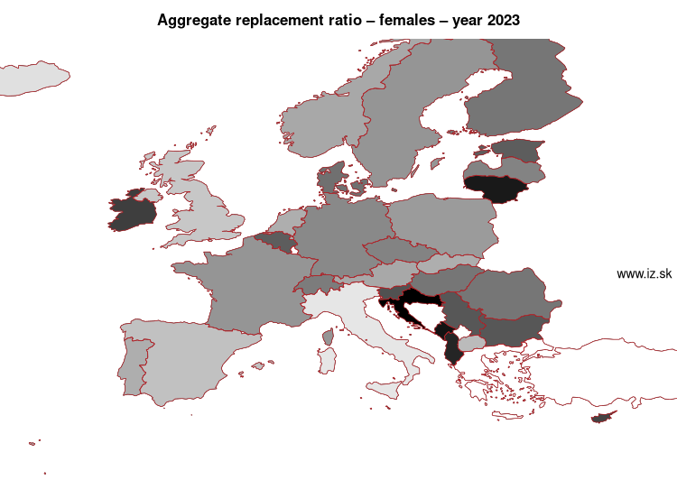map aggregate replacement ratio – females in nuts 0