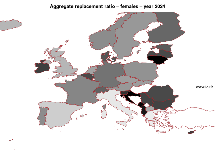 map aggregate replacement ratio – females in nuts 0