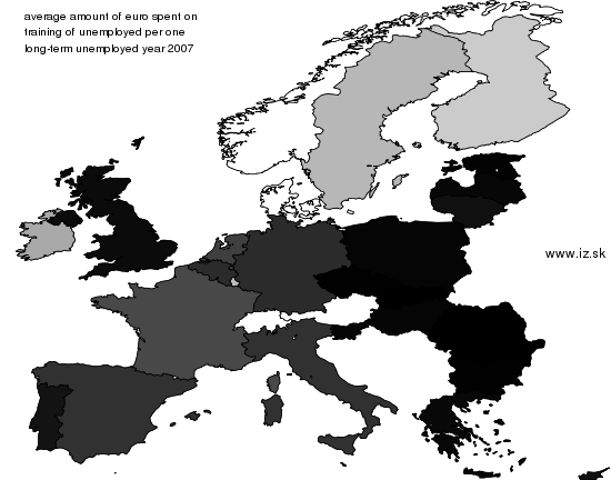 mapa vyvoja average amount of euro spent on training of unemployed per one long-term unemployed
v nuts 0