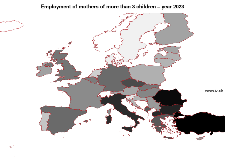 map employment of mothers of more than 3 children in nuts 0