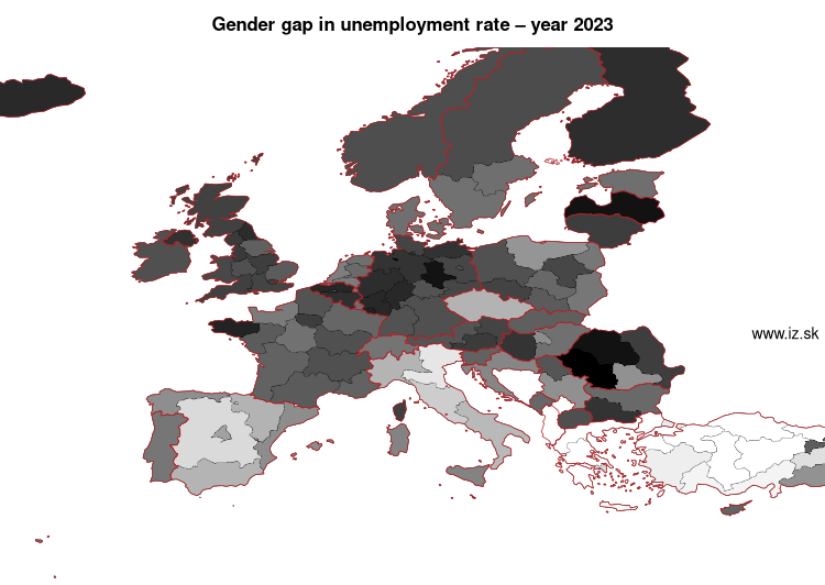 map gender gap in unemployment rate in nuts 1