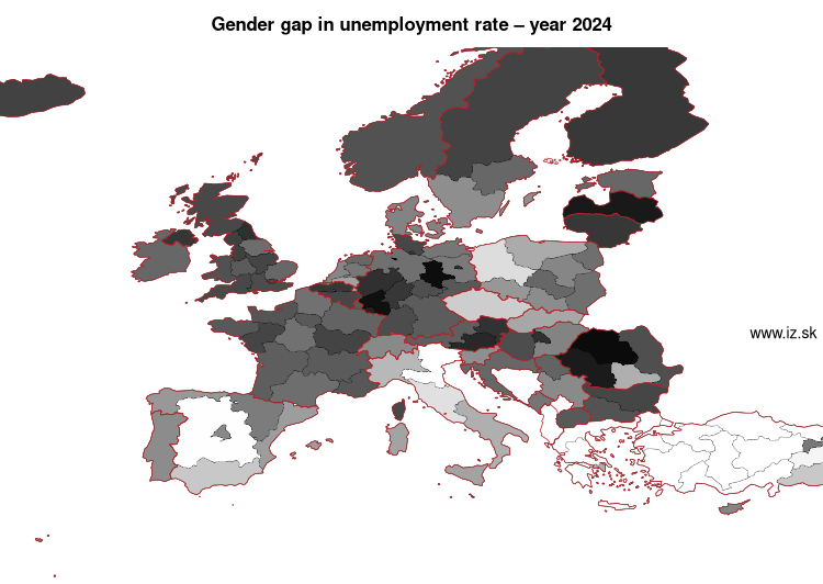 map gender gap in unemployment rate in nuts 1