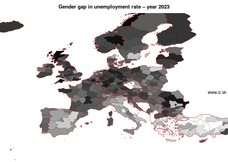map gender gap in unemployment rate in nuts 2