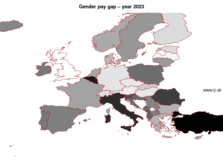 map gender pay gap in nuts 0