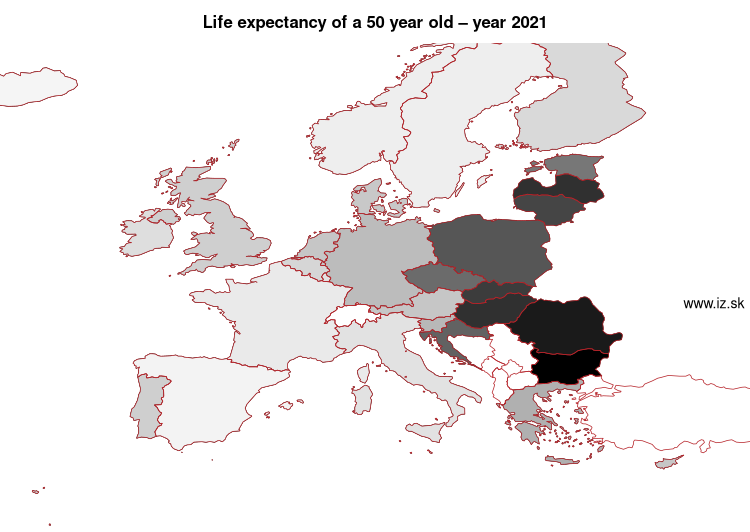 map life expectancy of a 50 year old in nuts 0