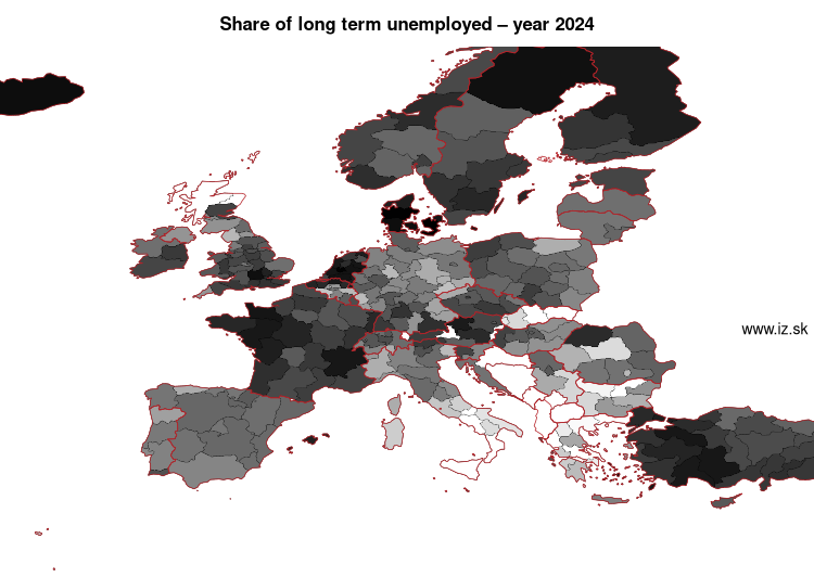 map share of long term unemployed in nuts 2