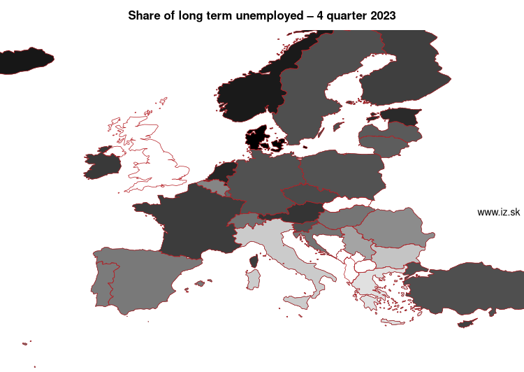 map share of long term unemployed in nuts 0
