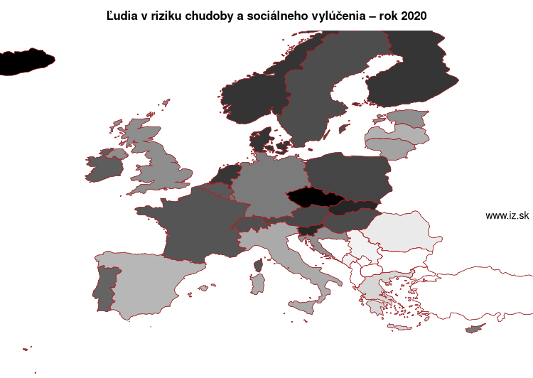 mapa ľudia v riziku chudoby a sociálneho vylúčenia v nuts 0