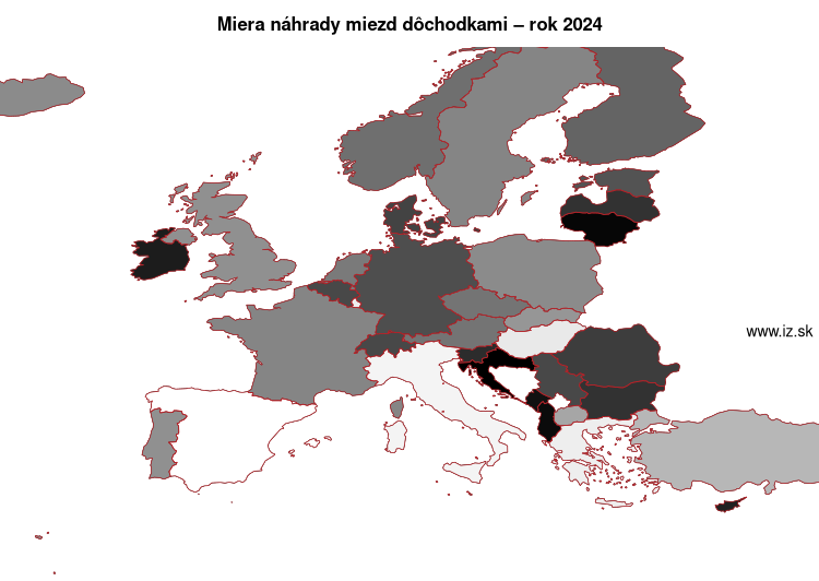 mapa miera náhrady miezd dôchodkami v nuts 0