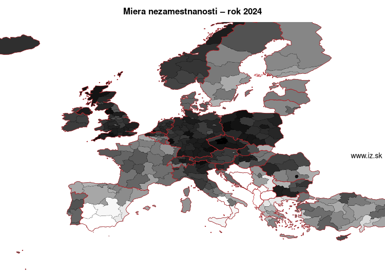 mapa miera nezamestnanosti v nuts 2