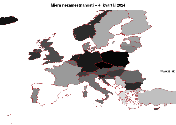 mapa miera nezamestnanosti v nuts 0