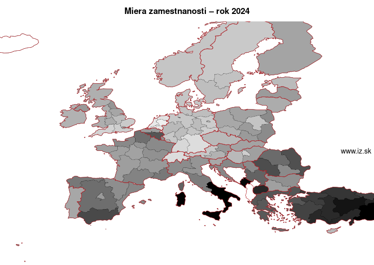 mapa miera zamestnanosti v nuts 1