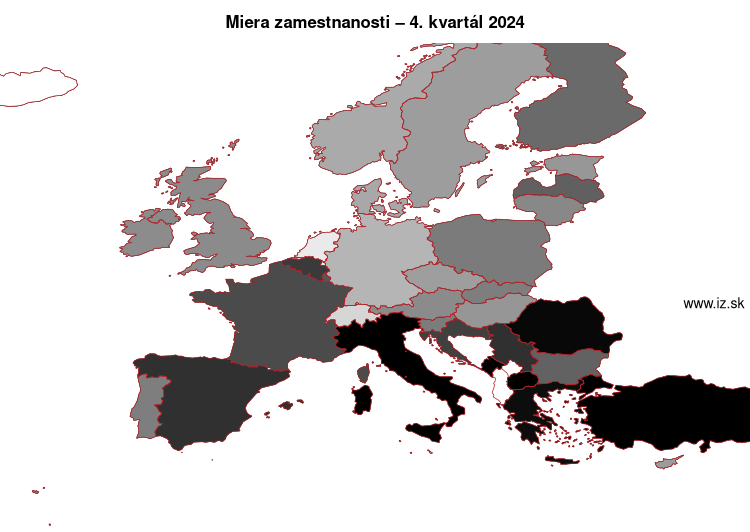 mapa miera zamestnanosti v nuts 0