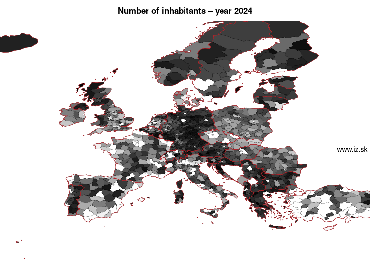 map number of inhabitants in nuts 3