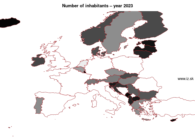 map number of inhabitants in nuts 0
