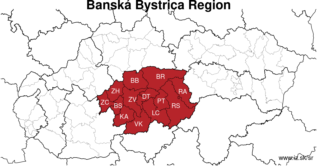 map of region Banská Bystrica Region