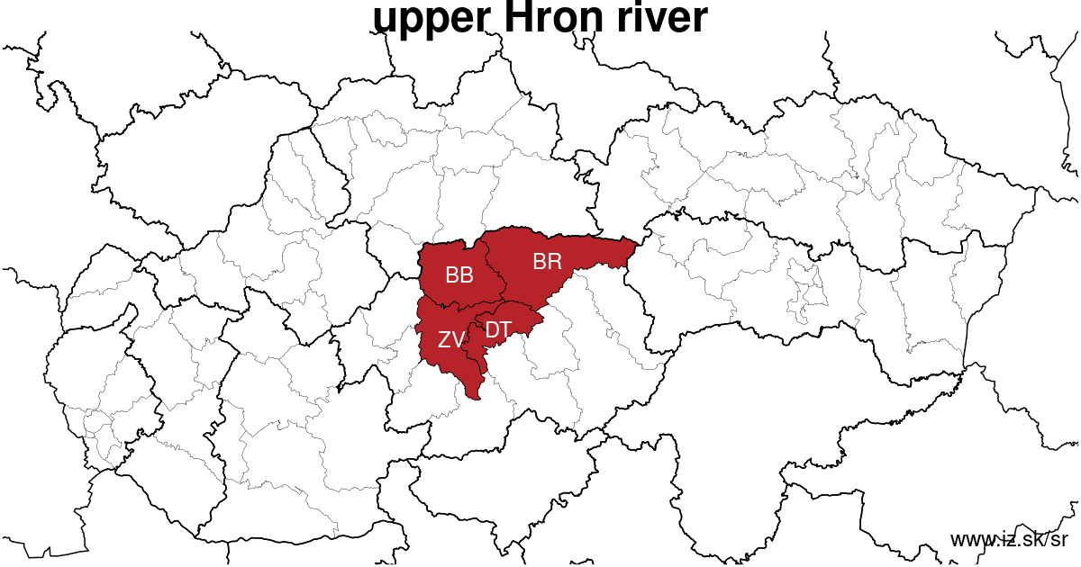 map of region upper Hron river