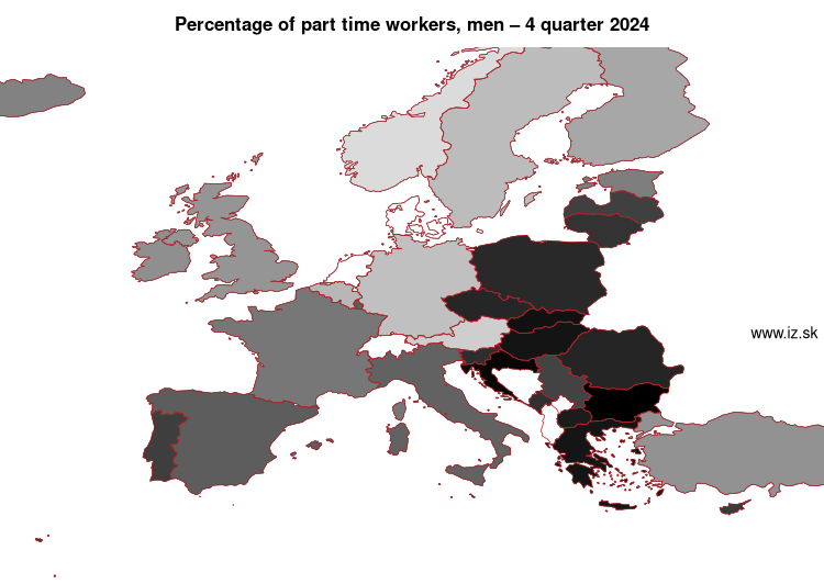 map percentage of part time workers, men in nuts 0