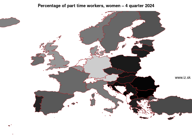 map percentage of part time workers, women in nuts 0