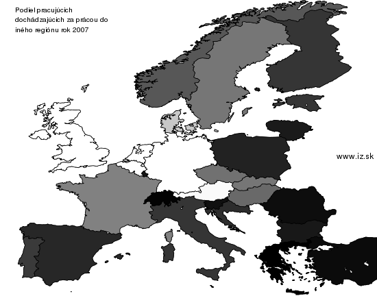 mapa vyvoja Podiel pracujúcich dochádzajúcich za prácou do iného regiónu
<p class="iz"> v nuts 0