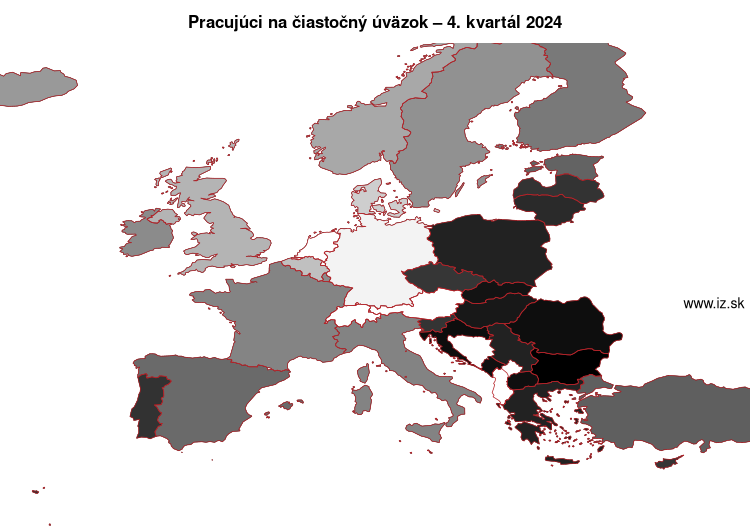 mapa pracujúci na čiastočný úväzok v nuts 0