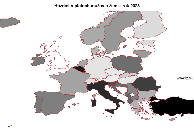 mapa rozdiel v platoch mužov a žien v nuts 0