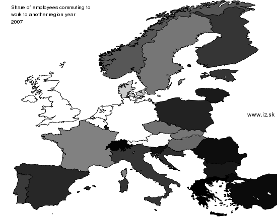 mapa vyvoja Share of employees commuting to work to another region
<p class="iz"> v nuts 0