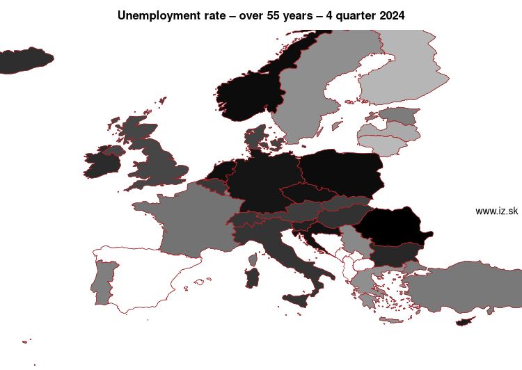 map unemployment rate – over 55 years in nuts 0