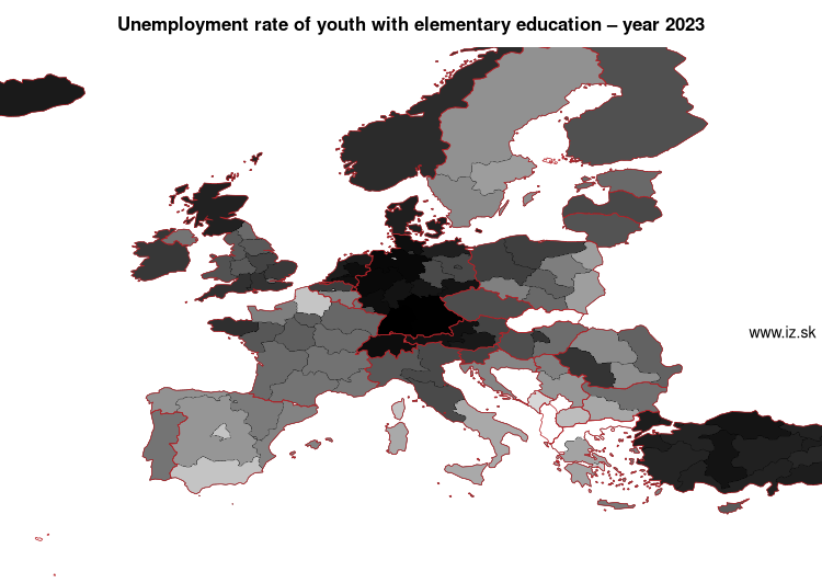map unemployment rate of youth with elementary education in nuts 1