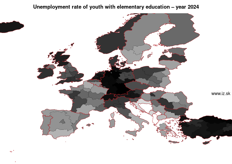 map unemployment rate of youth with elementary education in nuts 1