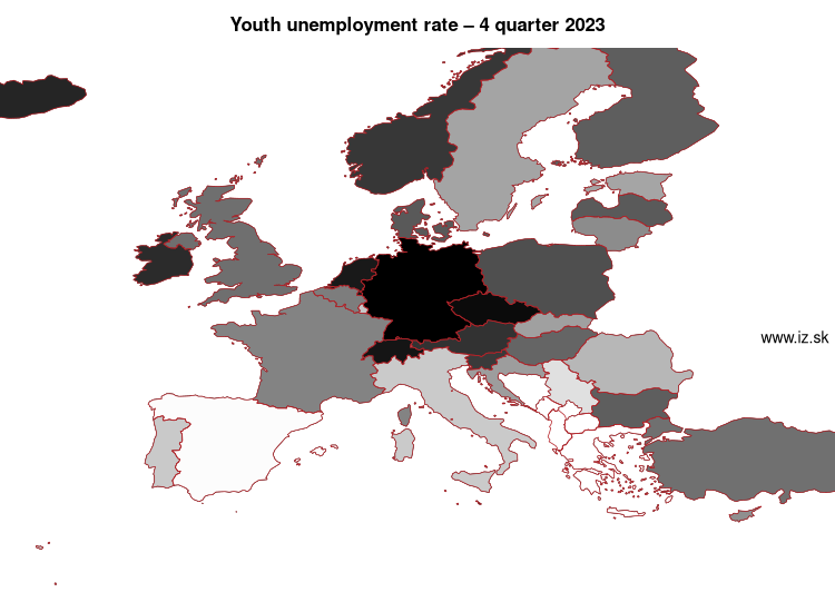 map youth unemployment rate in nuts 0