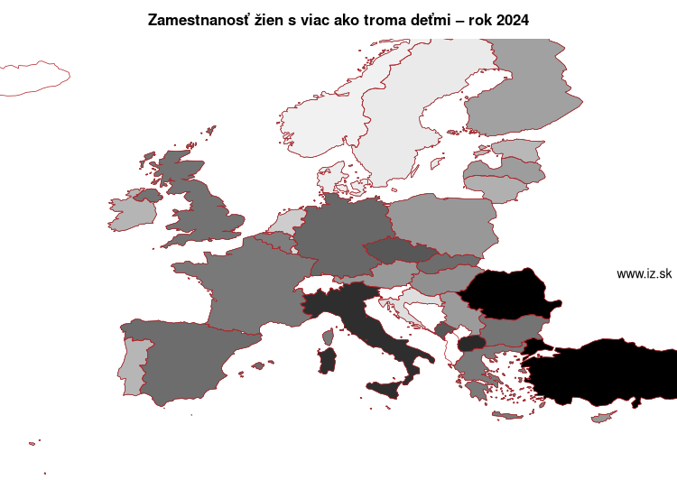 mapa zamestnanosť žien s viac ako troma deťmi v nuts 0