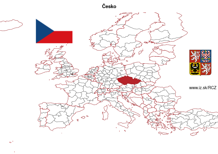 mapka Česká republika CZ