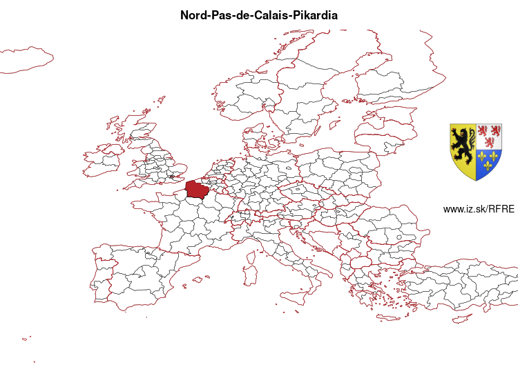 mapka Nord-Pas-de-Calais-Pikardia FRE