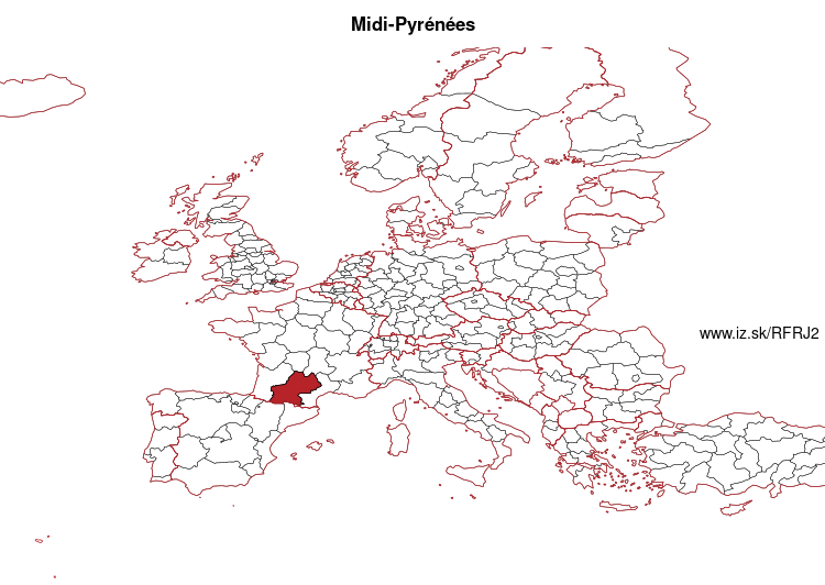 mapka Midi-Pyrénées FRJ2