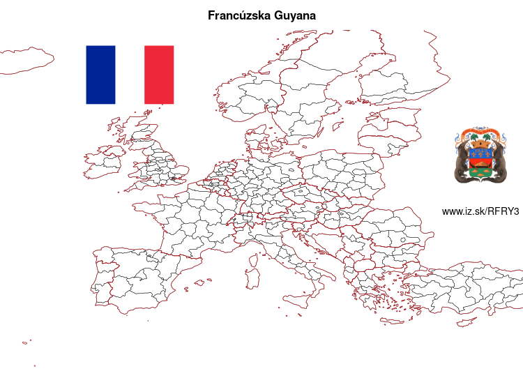 mapka Francúzska Guyana FRY3
