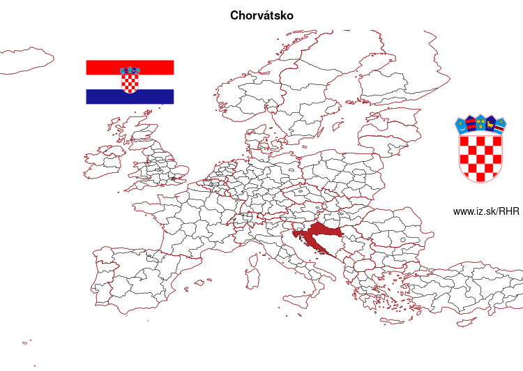 mapka Chorvátsko HR