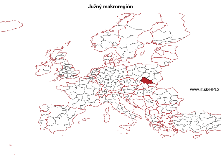 mapka Južný makroregión PL2